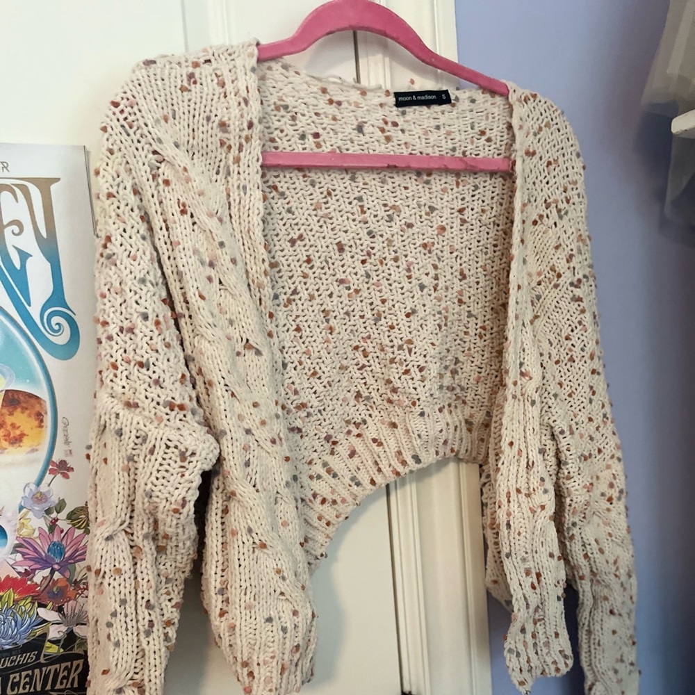 Moon & Madison Cream Speckled Cardigan